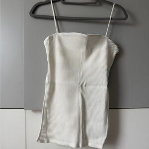 Zara Cream Ribbed Tank Top